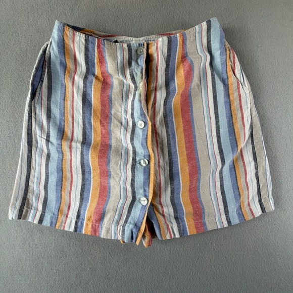 liz sport Pants - Vintage‎ Lizsport Petite Women's Shorts Size 10 Striped Linen Blend Button Front